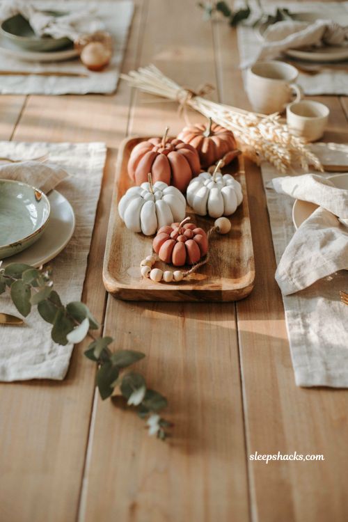 clay bead pumpkin diy modern farmhouse fall centerpiece decor