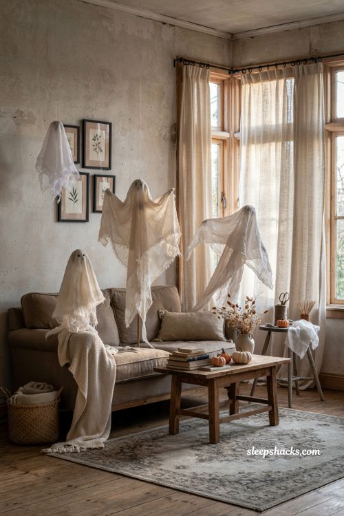 easy diy cheesecloth ghost decorations for a cozy halloween home 