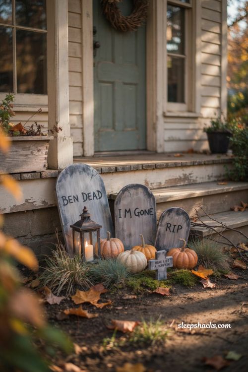 easy diy faux tombstones for a funny halloween front yard