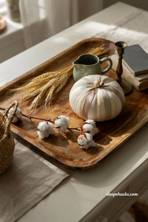 grain sack striped pumpkin diy farmhouse fall decor idea
