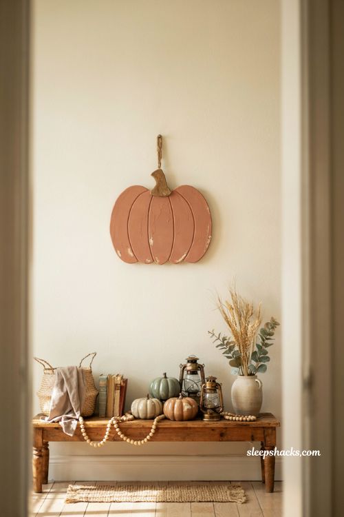 foam pumpkin wall sign for rustic dollar tree farmhouse fall decor