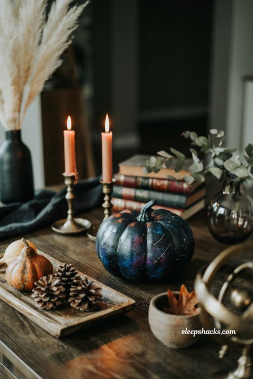 galaxy painted pumpkin diy celestial fall decor idea