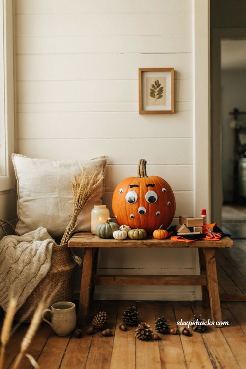 googly eyed silly face pumpkin easy no carve halloween craft idea