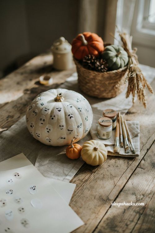 kids fingerprint ghost pumpkin easy no carve halloween decorating idea