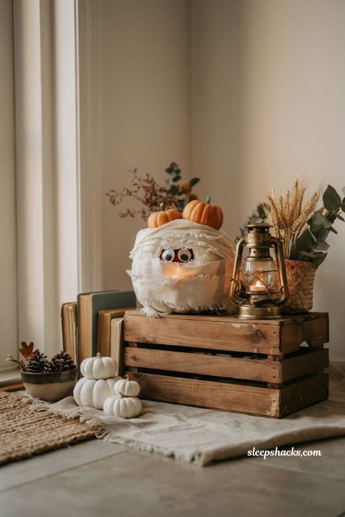 mummy bandage pumpkin easy no carve halloween decorating idea