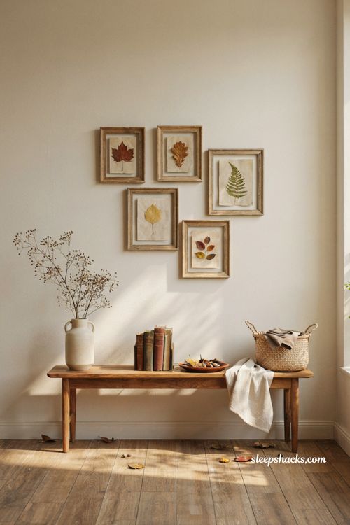 pressed leaf framed art ideas for cozy fall wall decor