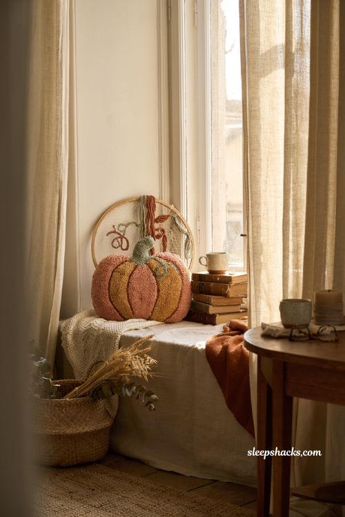 punch needle pumpkin cushion cozy handmade fall decor idea