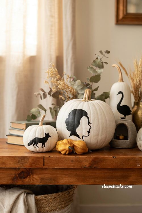 silhouette painted pumpkin elegant diy fall porch decor idea