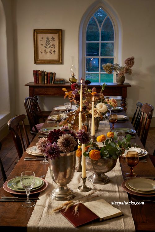 silver trophy fall centerpiece ideas with vintage flowers and elegant autumn table decor