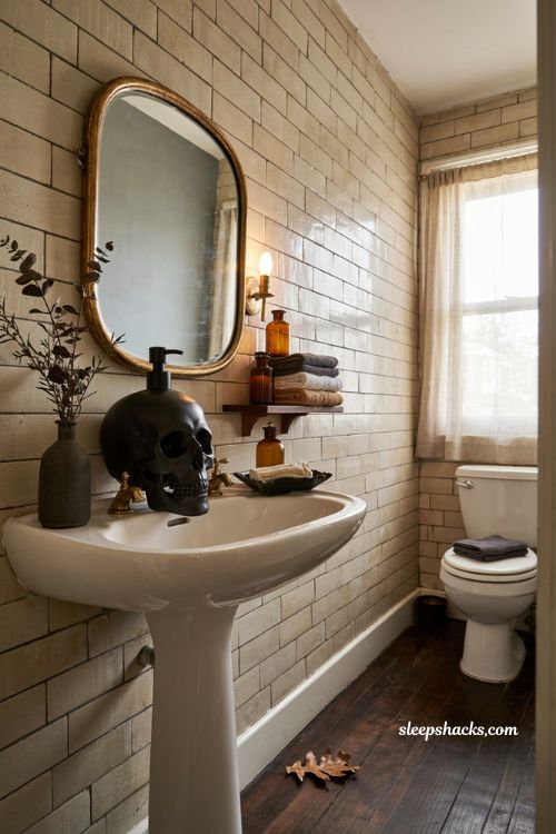 skull shaped bathroom accessories for elegant halloween bathroom decor 