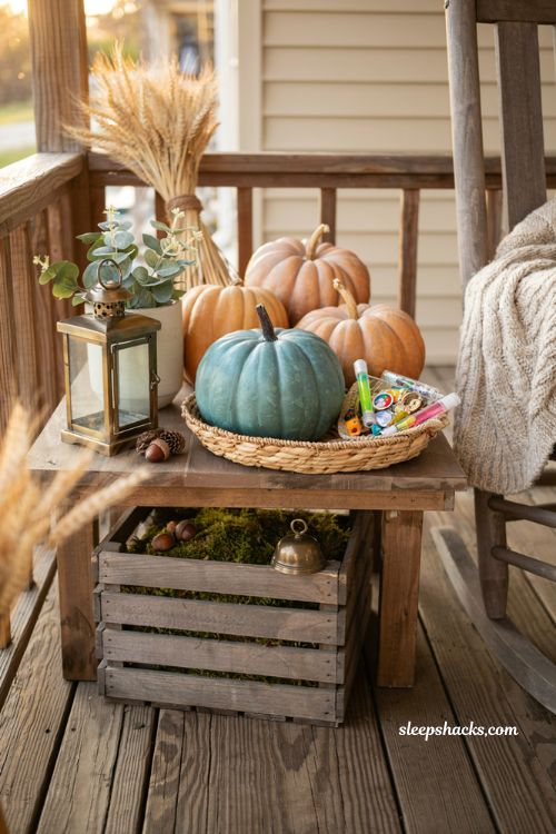 teal pumpkin allergy awareness porch decorating idea for halloween
