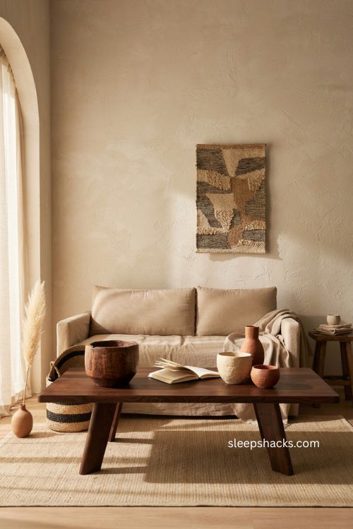 Afro modern decor with earthy colors natural textures and handcrafted accents