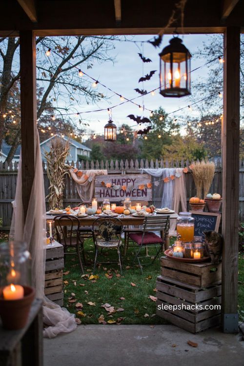 Backyard Halloween party decorations for a cozy outdoor gathering 