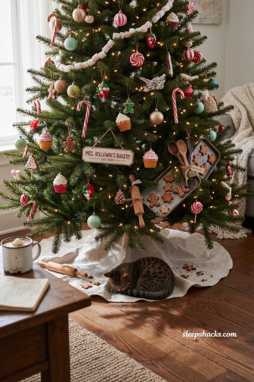 Bakers delight candyland Christmas tree with kitchen props