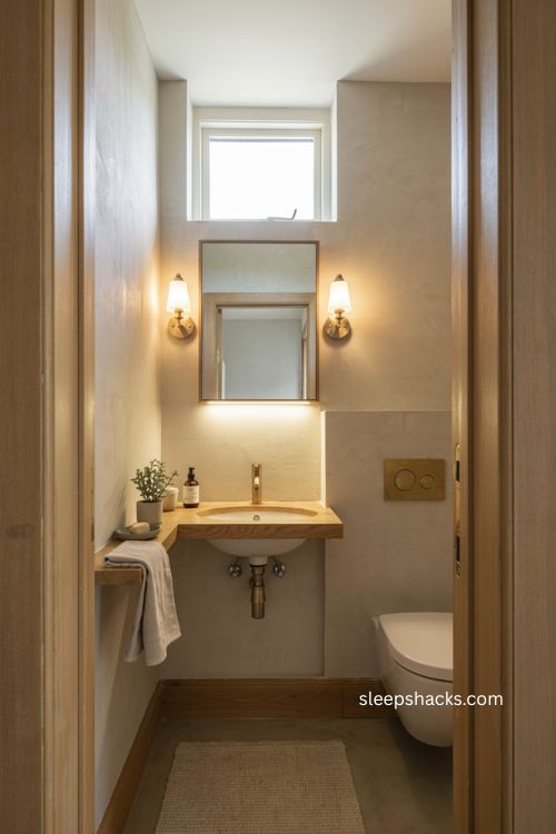 Balanced lighting ideas for a small toilet room with wall sconces 