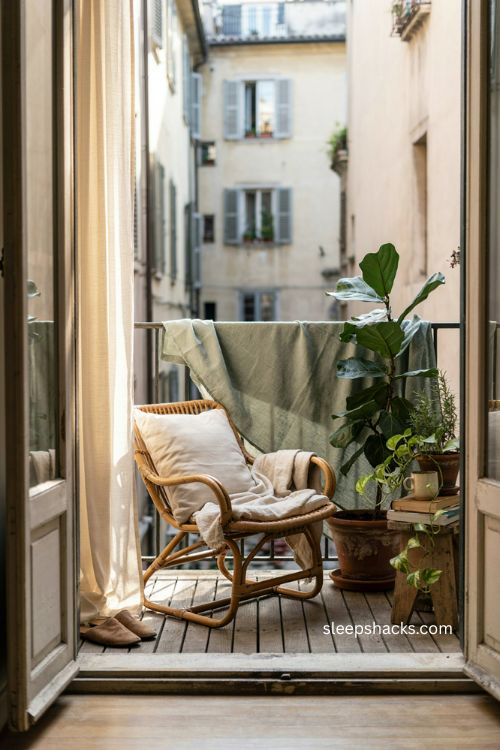 Balcony privacy ideas with plants fabric screens and cozy outdoor seating 