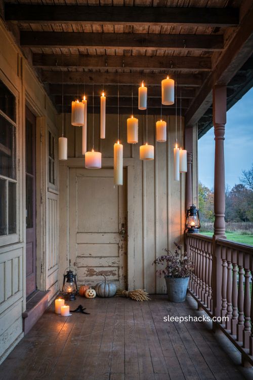 Battery powered LED floating candle sets for easy cozy Halloween porch decor 