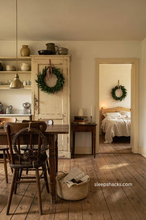 Beautiful christmas wreath decor for kitchen cabinets dining chairs and bedroom 