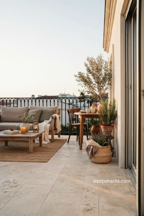 Big balcony ideas with zoned outdoor seating dining area plants and cozy layered decor 