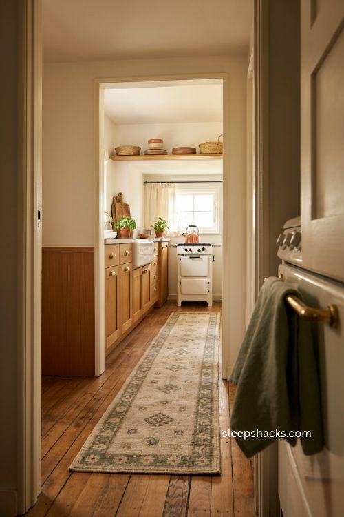 Bloxburg kitchen statement rug ideas with cozy farmhouse style