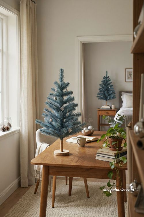 Blue and silver mini Christmas tree ideas for every room