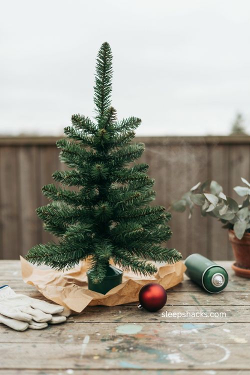 Budget spray paint refresh for diy grinch christmas tree 