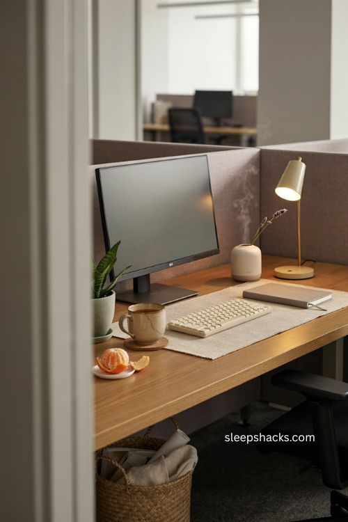 Calming scent diffuser idea for a cozy office cubicle with lavender and citrus