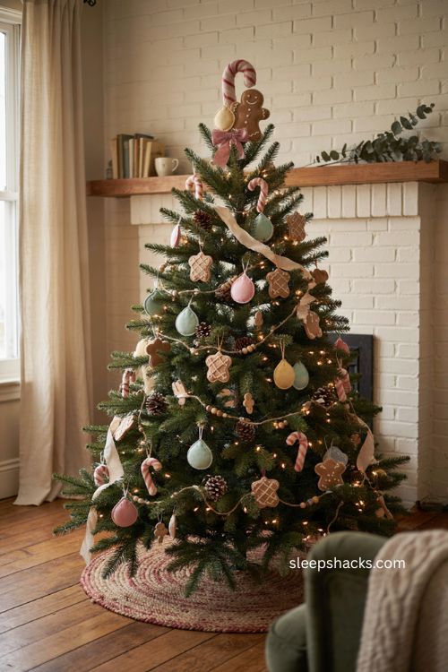 Candy and gingerbread christmas tree topper ideas for playful holiday decor 