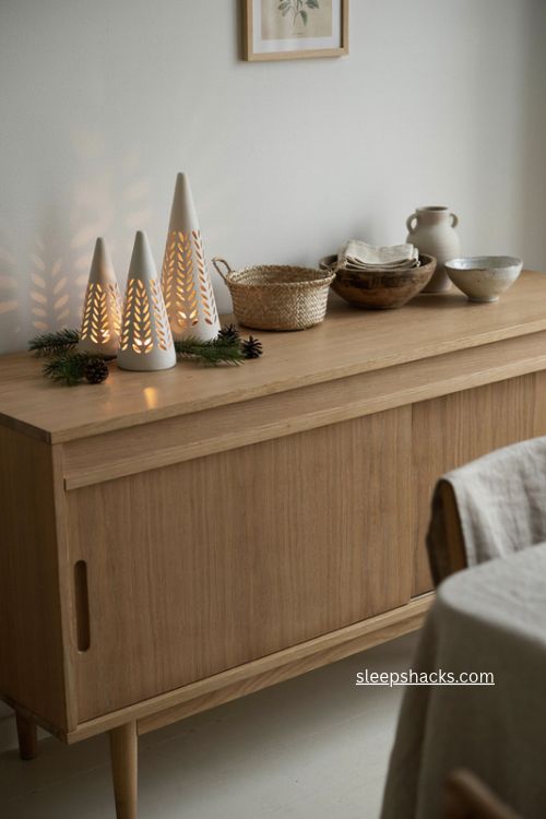Ceramic tree tea light Christmas sideboard decor with Scandinavian glow
