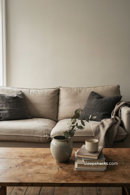 Charcoal grey throw pillows for subtle minimalist Halloween living room decor