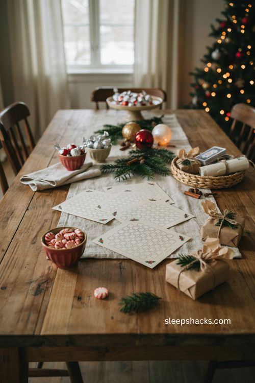Christmas bingo game ideas kids edible candy chips holiday party