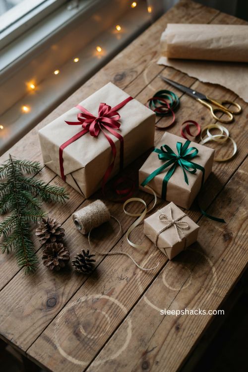 Christmas bows diy with leftover ribbon gift wrapping 