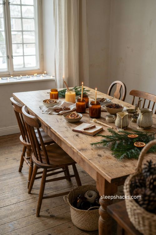 Christmas candle making workshop ideas for adults with cinnamon orange and pine 