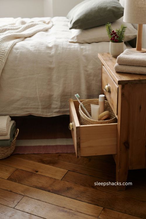 Christmas guest bedroom with extra toiletries and thoughtful guest essentials