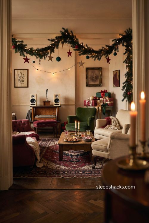 Christmas karaoke party ideas for adults with cozy festive living room decor 
