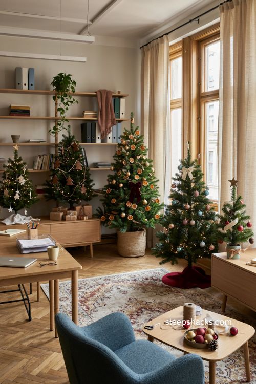 Christmas office tree decorating contest ideas with creative team holiday trees 