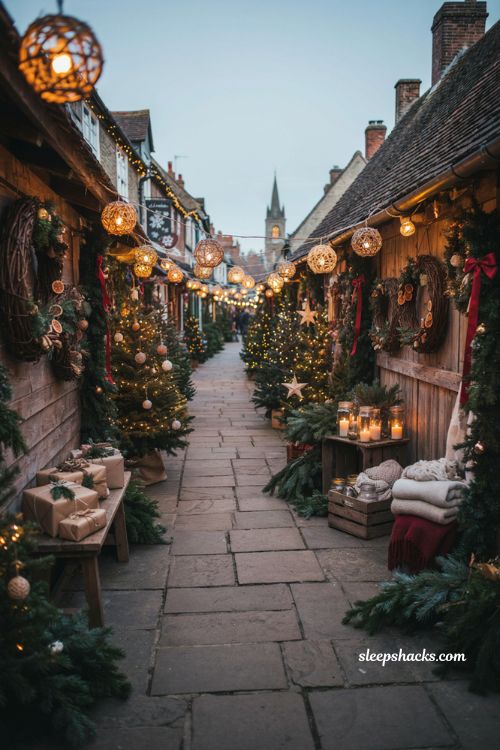 Christmas parade and lantern walk festival ideas with festive town decor