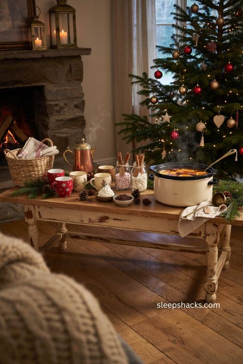 Christmas party ideas for a cozy hot cocoa and festive drink bar