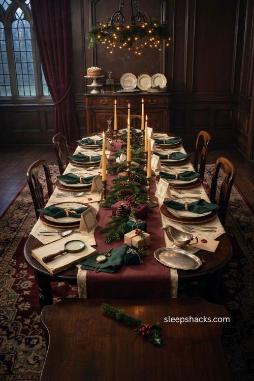 Christmas party ideas for a cozy murder mystery dinner