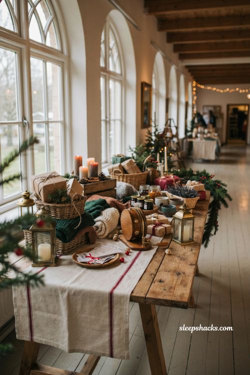 Christmas raffle and tombola festival ideas with festive prize display