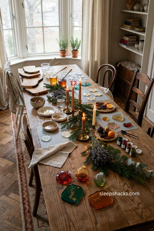 Christmas resin art workshop ideas with handmade ornaments and coasters 