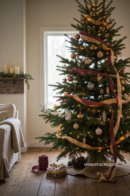 Christmas tree ribbon amount guide for 7 to 8 foot trees 