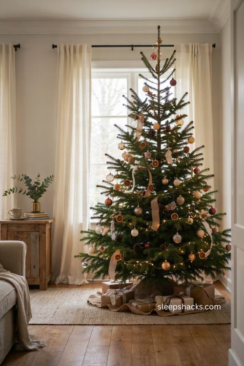 Christmas tree without a topper ideas for relaxed natural holiday decor 