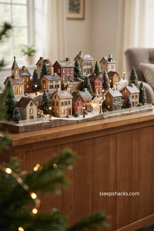 Christmas village setup ideas for a cozy miniature town display