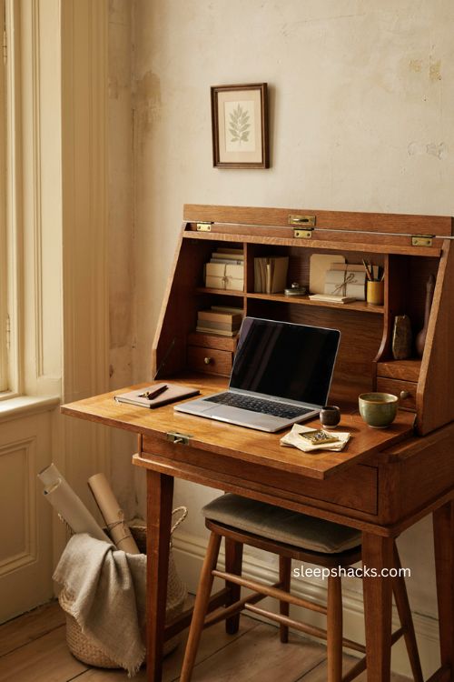 Classic secretary desk with fold down writing surface and vintage charm