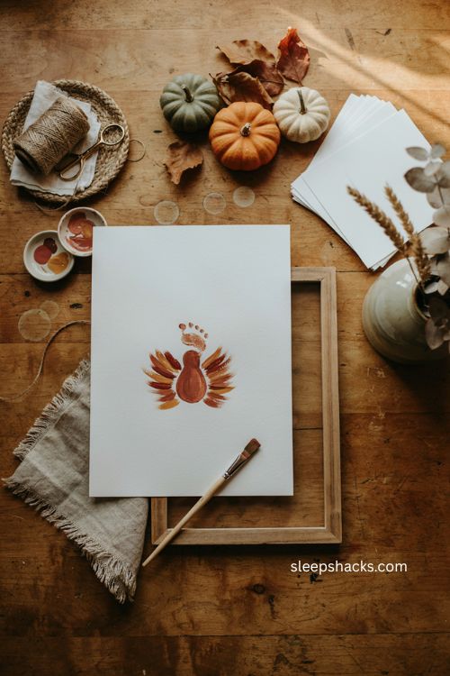 Classic turkey footprint keepsake craft for baby's first Thanksgiving