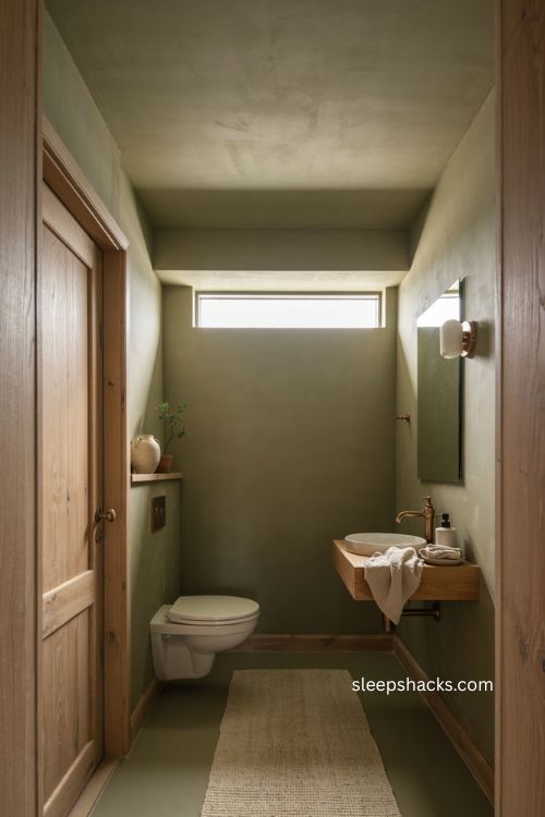 Color drenching ideas for a small toilet room with matching ceiling 
