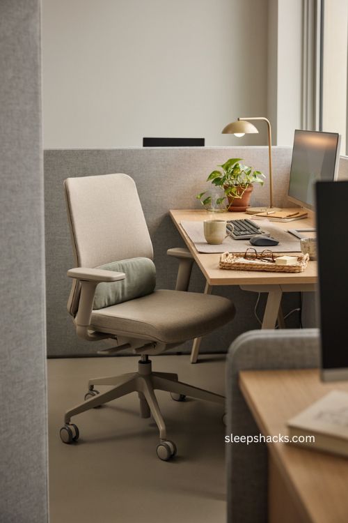 Comfortable ergonomic chair for a cozy cubicle home office workspace
