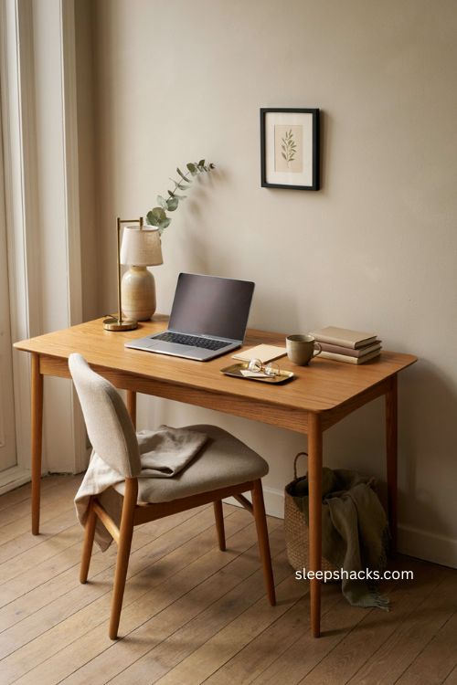 Console table desk idea for a small living room and entryway workspace