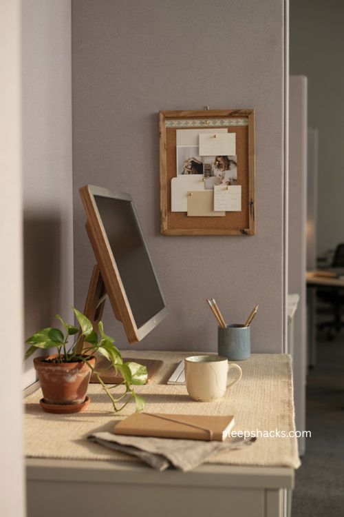 Cork board for notes inspiration and cozy cubicle office decor 